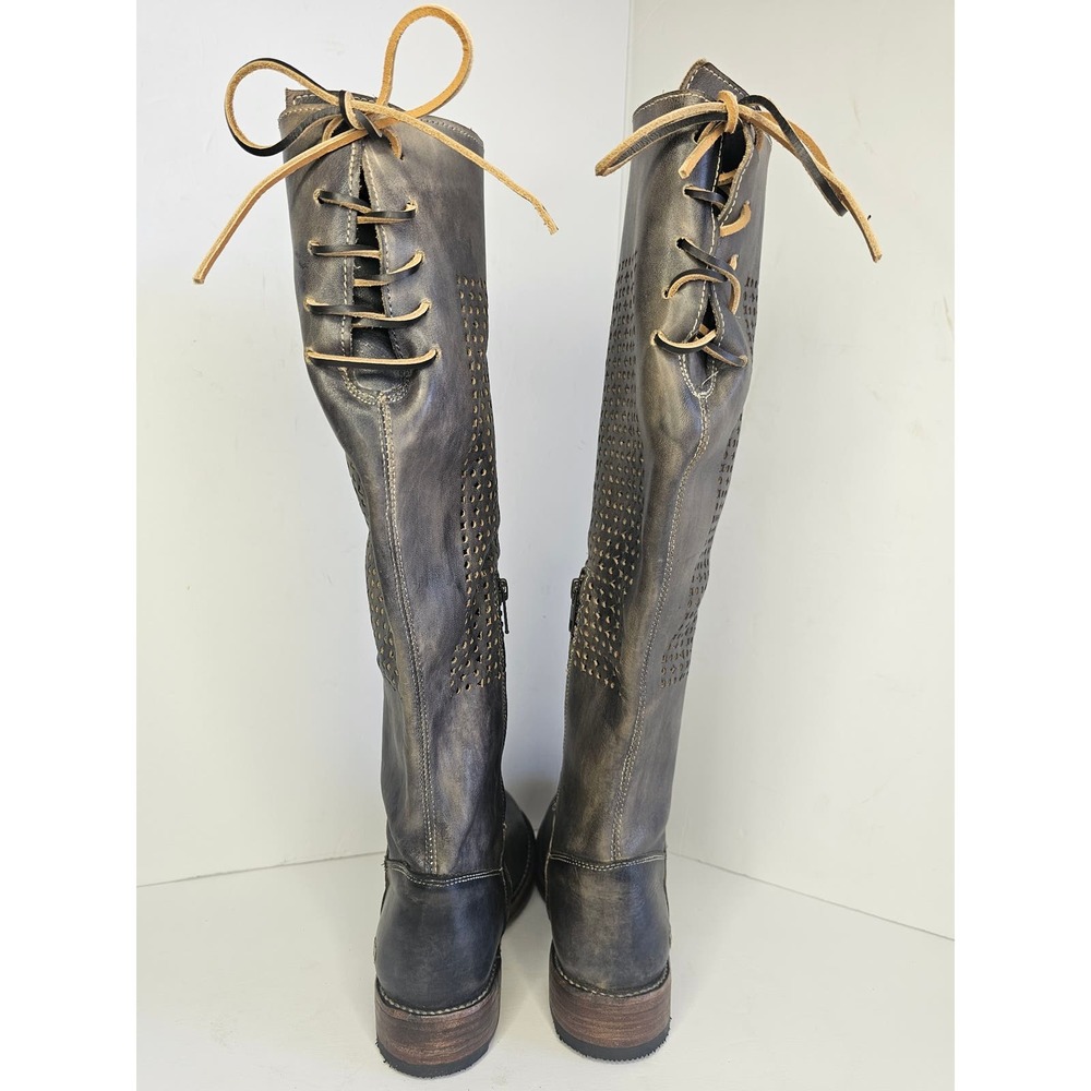 BED STU Cambridge Soft Leather Tall BOOTS Distressed Charcoal Steampunk … - Picture 5 of 11